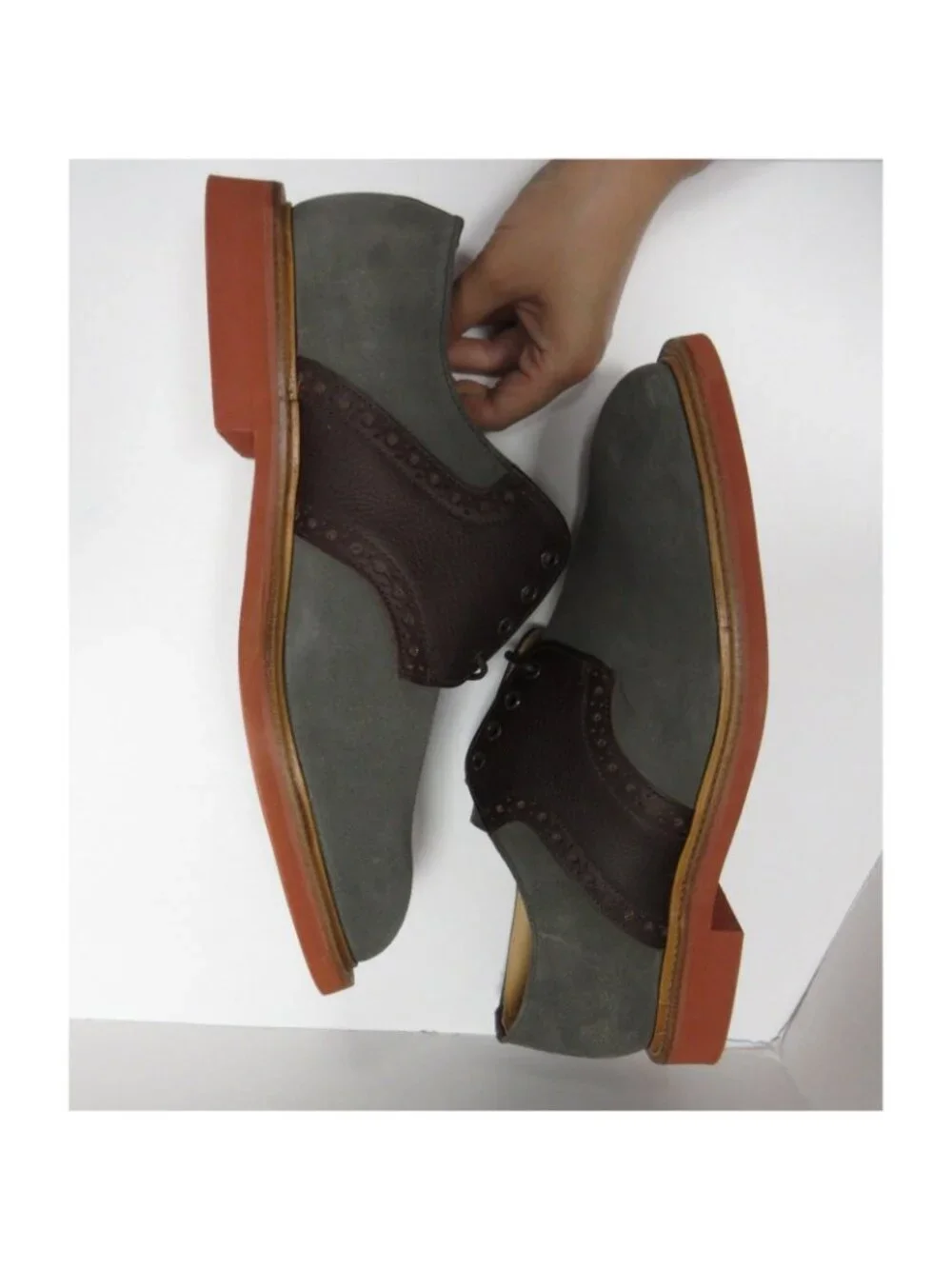 Mark McNairy Shoes 11 Gray New Amsterdam Saddle Oxford Suede Leather *